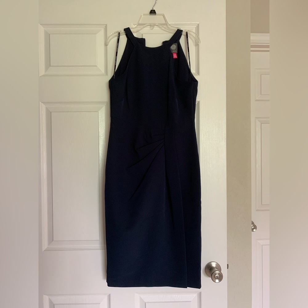 Navy blue knee length dress